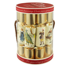 Load image into Gallery viewer, Robin Reed English Holiday Christmas Crackers - 12 Days of Christmas Gold, 12 Count