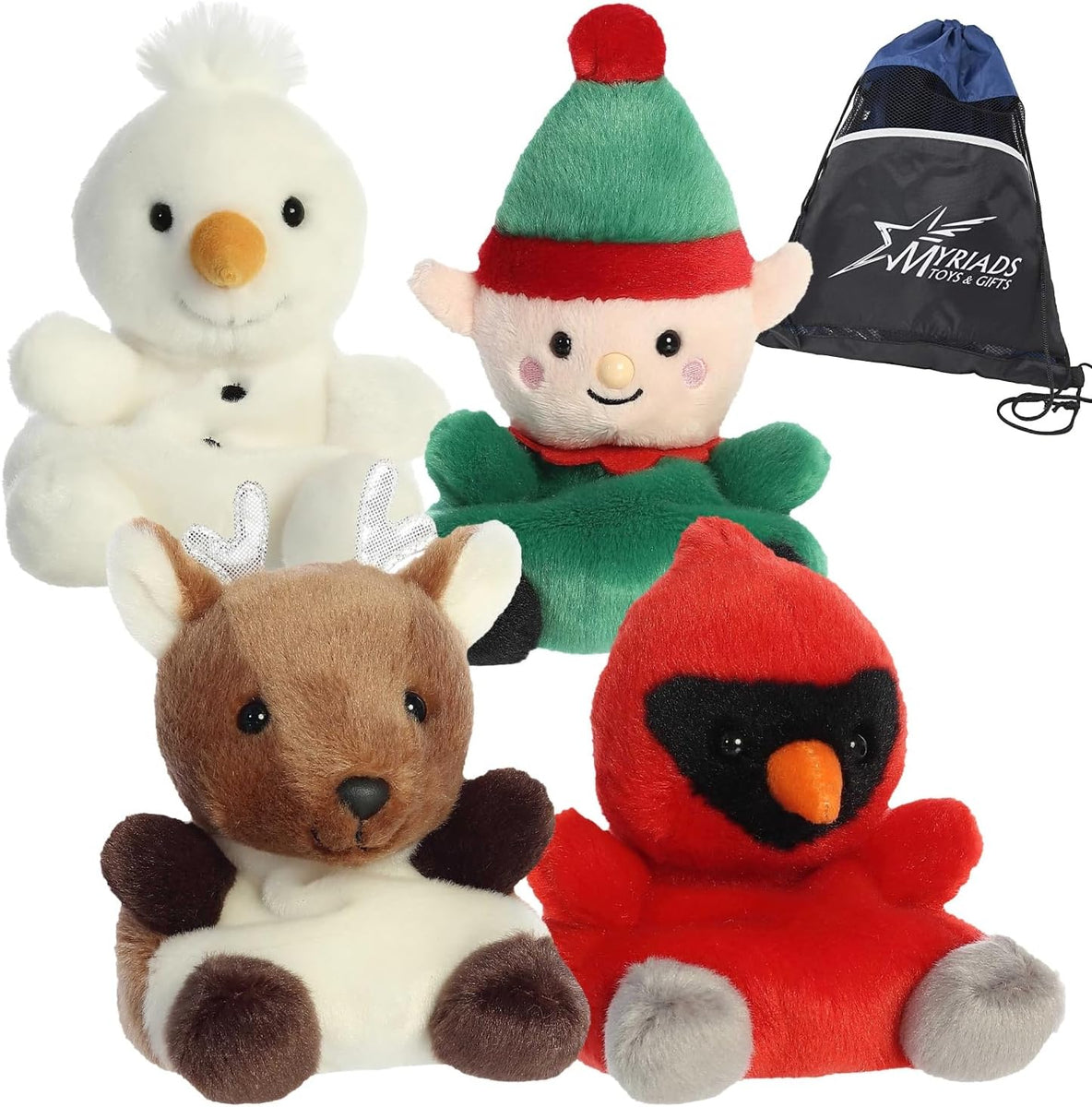 Aurora Palm Pals 5" Plush Wintertime Bundle of 4: Froyo Snowman, Jolly ...