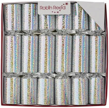 Load image into Gallery viewer, Robin Reed English Holiday Christmas Crackers - Silver Sparkle, 12 Count