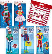Load image into Gallery viewer, Elf on The Shelf Claus Couture New 2023 Set of 5: Tree Farm PJs, Ice Cream Party Dress, Polar Power Hero Set, Retro Rad '80s Gear, and Cool Kicks Sneaker Trio with Exclusive Joy Bag