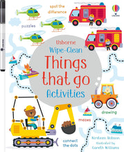 Load image into Gallery viewer, Usborne Wipe-Clean Activity Book: THINGS THAT GO