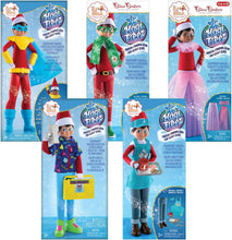 Load image into Gallery viewer, The Elf on The Shelf - Magi-Freeze Stand Up Complete Set: Cocoa to Go Barista, Polar Power Hero Set, Holiday Hipster, Retro Rad ’80s Gear, & Glitzy Gala Dress