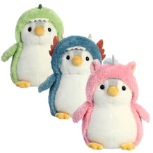 Load image into Gallery viewer, Aurora Pompom Penguin Plush Set of 3: Dino, Dragon and Unicorn 7”