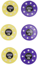 Load image into Gallery viewer, Swimline Set of 6 Purple and Yellow UFO Disc Dive Swimming Pool Game Toys 3.75"