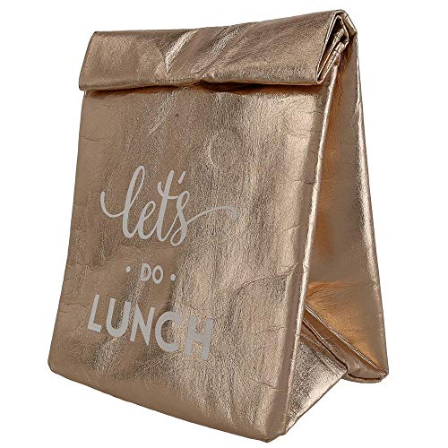 Santa Barbara Design Studio Let's Do Lunch Washable Paper Lunch Bag, Rose Gold