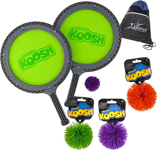 PlayMonster Koosh Starter Set: Double Paddle Playset & 3 Extra Koosh Balls with Myraids Drawstring Bag