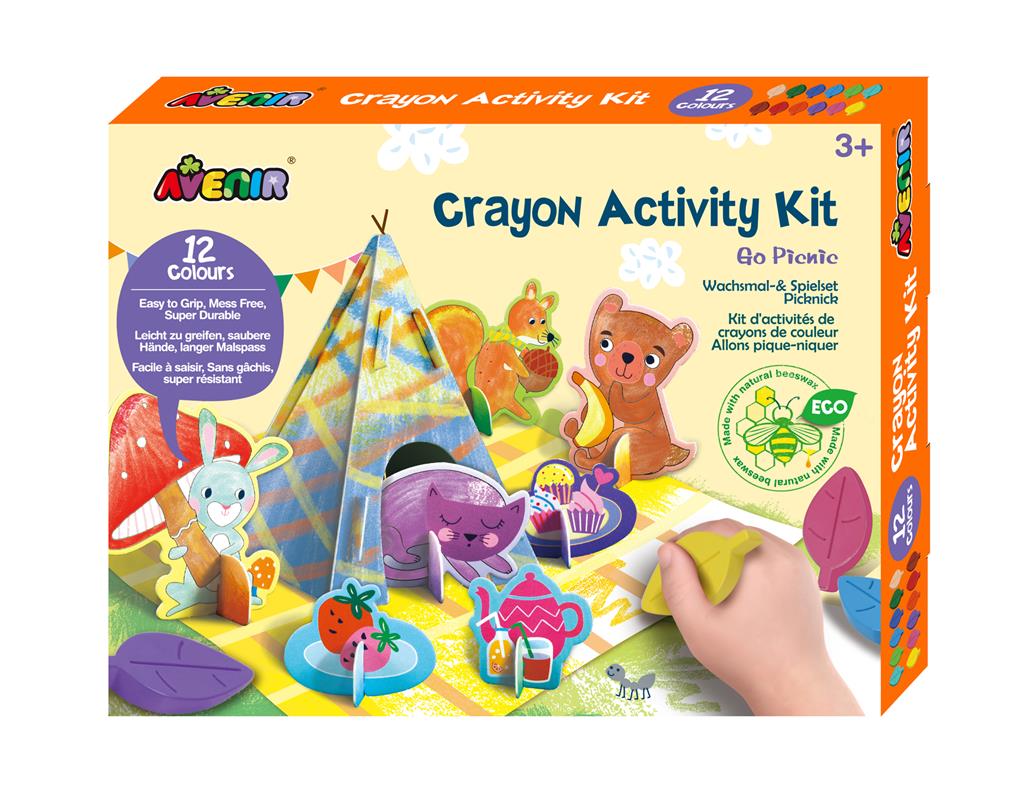 Avenir Crayon Activity Kit - Go Picnic, 12 Colors