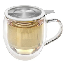 Load image into Gallery viewer, Teabloom Venice Double Wall Glass Mug with Infuser &amp; Lid