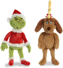 Load image into Gallery viewer, Aurora Plush - Bundle of 2: Grinch Santa &amp; Max with Antler, 18&quot;