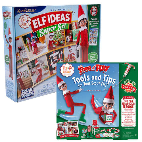 The Elf on the Shelf Official Props Bundle - Scout Elves at Play Kit and The Official Elf Ideas Super Set (100+ total pcs.)