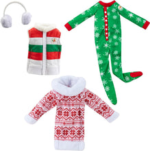 Load image into Gallery viewer, The Elf on The Shelf: Snowflake Snuggle PJs, Bundle-Up Puffer Vest, and Snowflake Sweetie Dress
