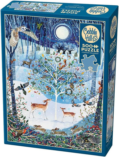 Cobble Hill 500 Piece Jigsaw Puzzle - Winter Woodland (Poster Included)