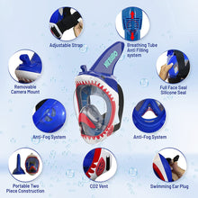 Load image into Gallery viewer, NEBIBO Kids Snorkel Face Mask Snorkeling Detachable Camera Mount - Aqua - SM