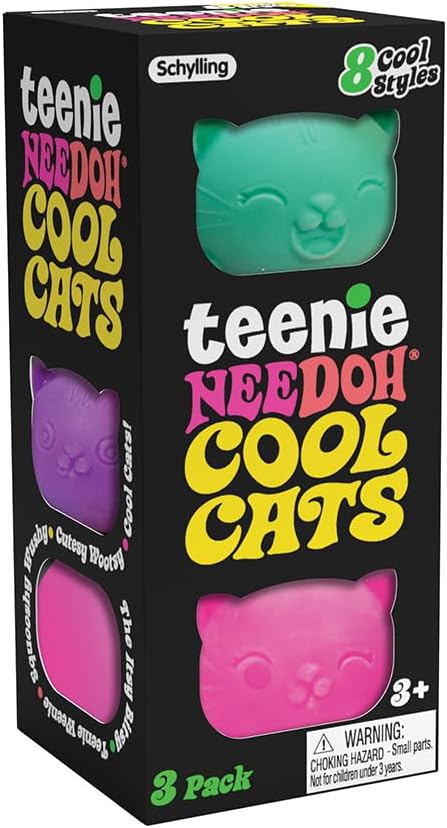 Schylling Teenie NeeDoh Cool Cats Sensory Toys, 3 Count - MINI