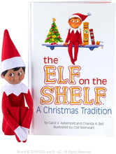 Load image into Gallery viewer, The Elf on The Shelf Bundle: Scout Elf Boy Dark Tone, Boy &amp; Girl Dark Tone Frost Pips and 3 Elf T-Shirts
