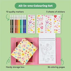 Schylling - Tiger Tribe: Ballet Coloring Set - Take Along Travel Art Kit