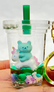 Unicorn Bear Boba Floaty Keychain