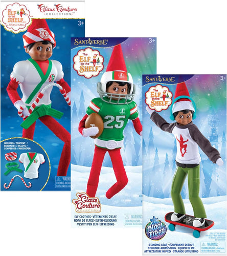 The Elf on The Shelf - Claus Couture Active Bundle: Holly Jolly Ollie Skateboarder, Touchdown Tidings Set, & Karate Kicks