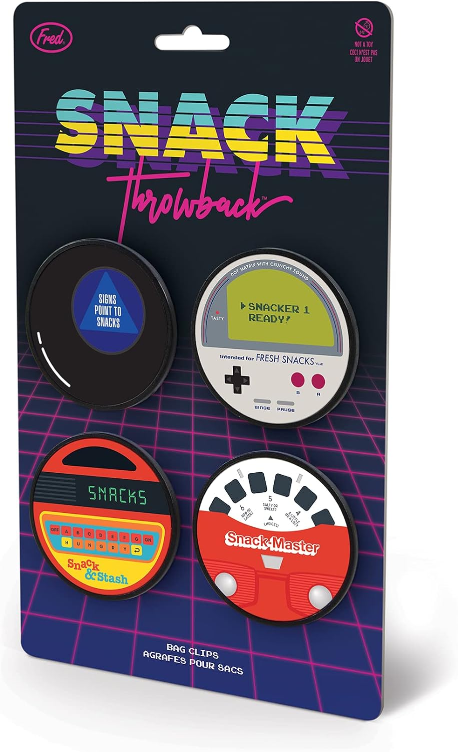Fred & Friends Bag Clips, Set of 4 - Throwback Clips