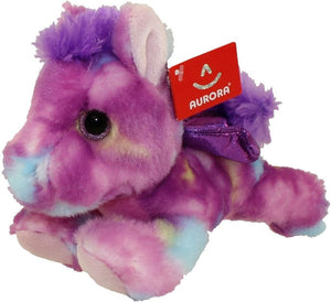 Bundle of 2 Aurora 7" Stuffed Beanbag Animals - Blueberry Ripple Unicorn & Tutti Frutti Pegasus