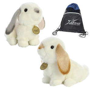 Aurora Miyoni 8" Lop Eared Rabbits Bundle: Grey Ears & Tan Ears