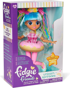 Fidgie Friends Unicorn Sprinkles – Stretchy Noodle Hair with Slow Foam Donut Skirt