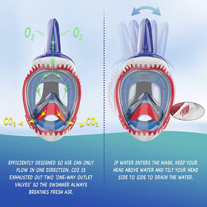NEBIBO Kids Snorkel Face Mask Snorkeling Detachable Camera Mount - Blue - SM