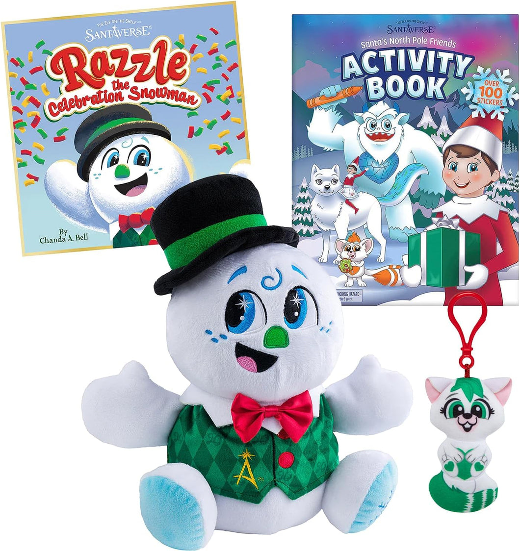 The Elf on the Shelf Bundle: Razzle The Snowman Plush with Illustrated Storybook, Bogie Clip-On & Activity Book