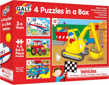 Load image into Gallery viewer, Galt - 4 Puzzles in A Box: VEHICLES
