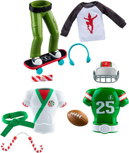 The Elf on The Shelf - Claus Couture Active Bundle: Holly Jolly Ollie Skateboarder, Touchdown Tidings Set, & Karate Kicks