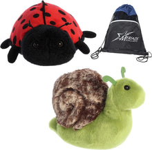 Load image into Gallery viewer, Aurora 8&quot; Flopsie Spring Critters: Ladybug and Slow Snail with Exculsive Drawstring Bag