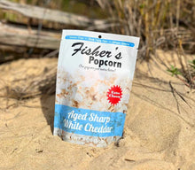 Load image into Gallery viewer, Fisher&#39;s Popcorn Aged Sharp White Cheddar, 0.5 oz. Bag