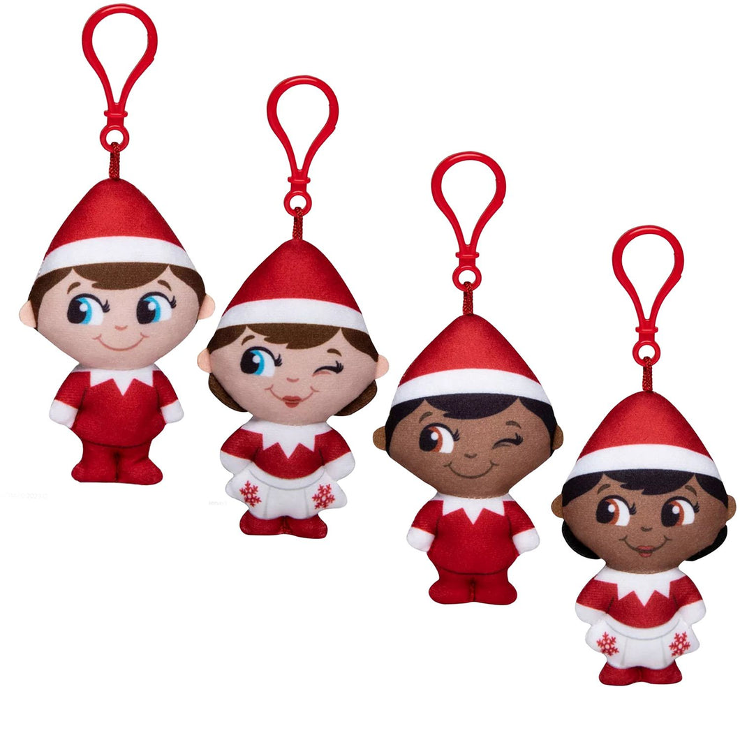The Elf on The Shelf - Plushee Pals Mini Clip-on Set of 4: Light Boy & Girl, Dark Boy & Girl