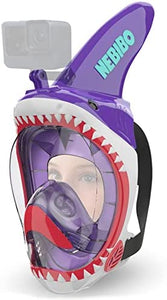 NEBIBO Kids Snorkel Mask Full Face. Snorkeling Detachable Camera Mount - Blue - XS