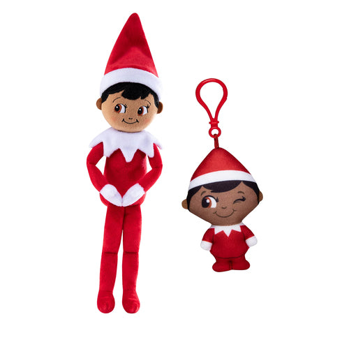The Elf on the Shelf - Plushee Pal Snuggler and New Clip-On Plush: Boy, Dark Tone