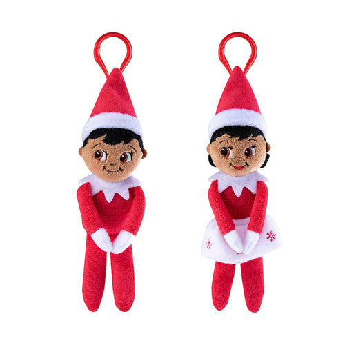 The Elf on the Shelf - Plushee Pals Mini Clip-On Set of 2: Classic Boy & Girl, Dark Tone