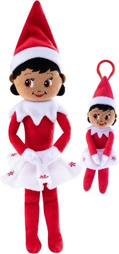 The Elf on the Shelf - Plushee Pal Snuggler and Classic Clip-On Plush: Girl, Dark Tone