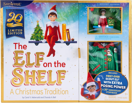 The Elf on the Shelf: 20th Anniversary Limited Edition Box Set - Posable Boy Scout Elf, Storybook, Pajamas & Ornament