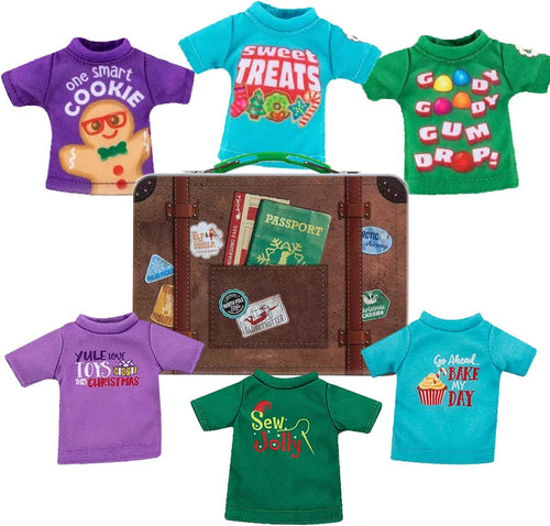 The Elf on the Shelf Claus Couture T-Shirt Set: 6 T-Shirts for Scout Elves (Scout Elf not included)