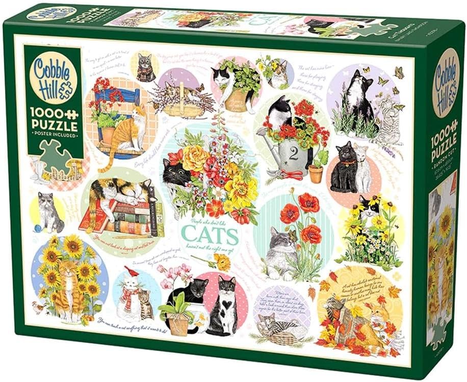 Cobble Hill 1000 Piece Jigsaw Puzzle - Cat Thoughts (Poster Included)