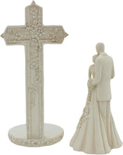 Load image into Gallery viewer, Avalon Gallery Couple with Cross and Wedding Rings 2-Piece Wedding Cake Topper, 7&quot;