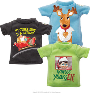 The Elf on the Shelf Clothing Set - 3 Tshirt Value Pack and Carrying Case - Three Stylish Tees for Boy Elf or Girl Elf