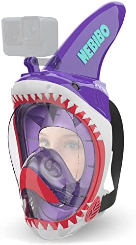NEBIBO Kids Snorkel Face Mask Snorkeling Detachable Camera Mount - Aqua - SM