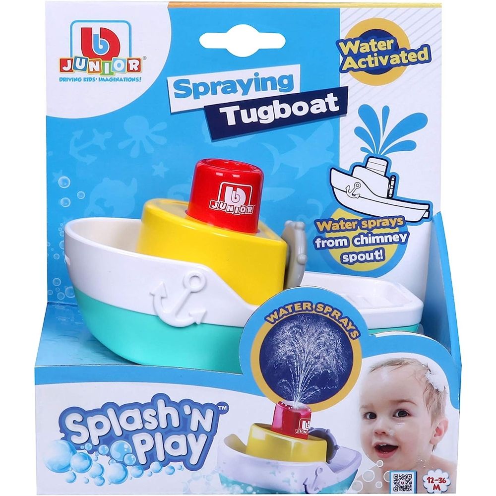 BBURAGO SPLASH N PLAY SPRAYING TUGBOAT 16-89003 TOY BATH WATER POOL SHIP FUN