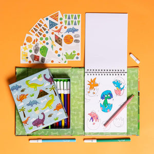 Schylling - Tiger Tribe: Dinosaurs Coloring Set - Take Along Travel Art Kit