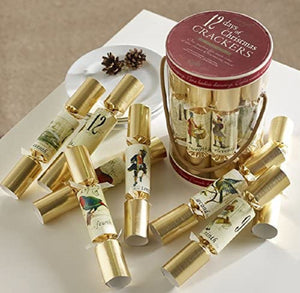 Robin Reed English Holiday Christmas Crackers - 12 Days of Christmas Gold, 12 Count