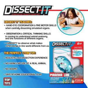 Top Secret Toys Dissect It: A Synthetic Piranha Dissection Kit, Hands-On STEM Learning for Kids, Ages 6+