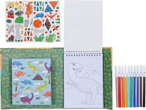 Schylling - Tiger Tribe: Dinosaurs Coloring Set - Take Along Travel Art Kit