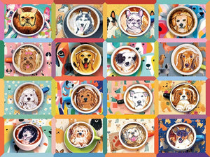 Cobble Hill 275 Piece Jigsaw Puzzle - Puppy Lattes (Poster Included), Extra-Large Pieces