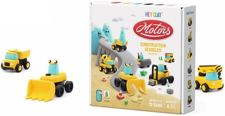 Fat Brain Toys - Hey Clay Construction Vehicles, 6 Sculpting Projects, Ages 6+